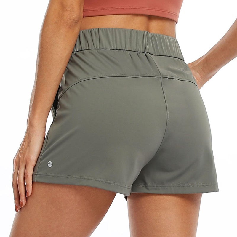 Willit Womens Athletic Hiking Running Shorts for Women Yoga Workout Gym Quick Dry Shorts with Pockets Olive Green L - Image 3
